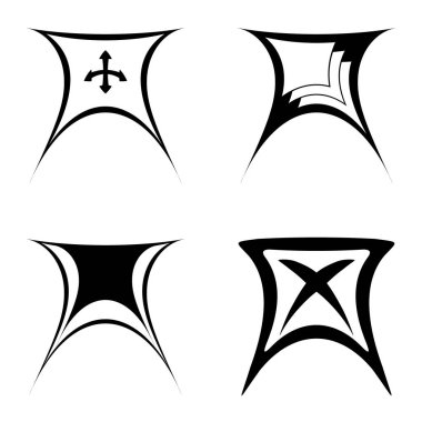 Soyut _ trapez Düz Simge Seti Beyaz Arkaplanda İzole Edildi