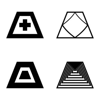 Soyut _ trapeze2 Düz Simge Seti Beyaz Arkaplanda İzole Edildi