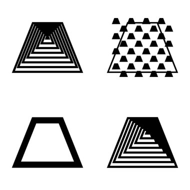 Soyut _ trapeze2 Düz Simge Seti Beyaz Arkaplanda İzole Edildi