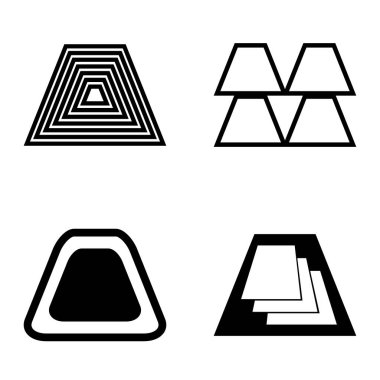 Soyut _ trapeze2 Düz Simge Seti Beyaz Arkaplanda İzole Edildi