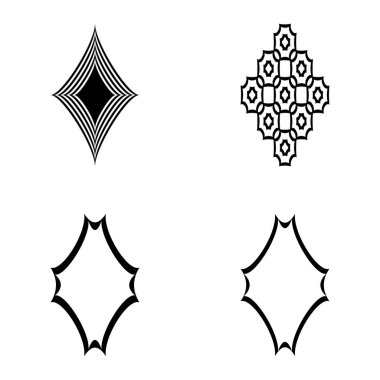 Rhombic _ star2 Düz Simge Seti Beyaz Arkaplanda İzole Edildi