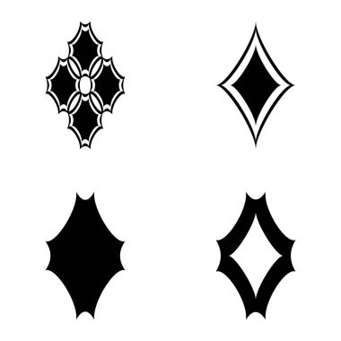 Rhombic _ star2 Düz Simge Seti Beyaz Arkaplanda İzole Edildi