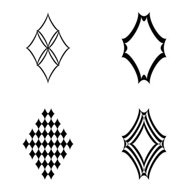 Rhombic _ star2 Düz Simge Seti Beyaz Arkaplanda İzole Edildi