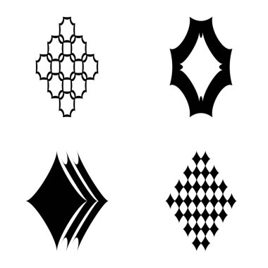 Rhombic _ star2 Düz Simge Seti Beyaz Arkaplanda İzole Edildi