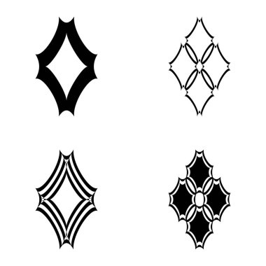 Rhombic _ star2 Düz Simge Seti Beyaz Arkaplanda İzole Edildi