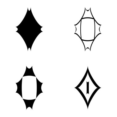 Rhombic _ star2 Düz Simge Seti Beyaz Arkaplanda İzole Edildi