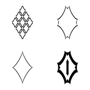 Rhombic _ star2 Düz Simge Seti Beyaz Arkaplanda İzole Edildi