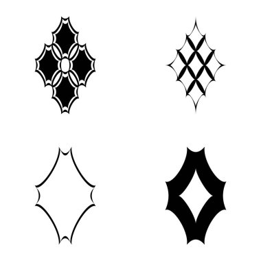 Rhombic _ star2 Düz Simge Seti Beyaz Arkaplanda İzole Edildi