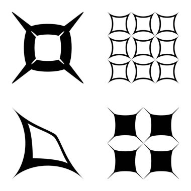 Kare _ star Düz Simge Seti Beyaz Arkaplanda İzole Edildi