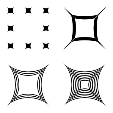 Kare _ star Düz Simge Seti Beyaz Arkaplanda İzole Edildi