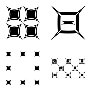 Kare _ star Düz Simge Seti Beyaz Arkaplanda İzole Edildi