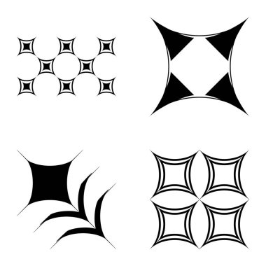 Kare _ star Düz Simge Seti Beyaz Arkaplanda İzole Edildi