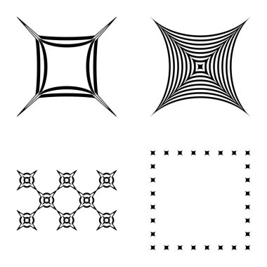 Kare _ star Düz Simge Seti Beyaz Arkaplanda İzole Edildi