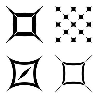 Kare _ star Düz Simge Seti Beyaz Arkaplanda İzole Edildi