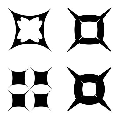 Kare _ star Düz Simge Seti Beyaz Arkaplanda İzole Edildi