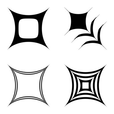 Kare _ star Düz Simge Seti Beyaz Arkaplanda İzole Edildi