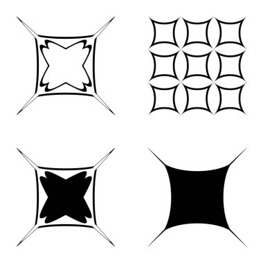 Kare _ star Düz Simge Seti Beyaz Arkaplanda İzole Edildi