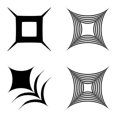 Kare _ star Düz Simge Seti Beyaz Arkaplanda İzole Edildi