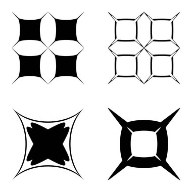 Kare _ star Düz Simge Seti Beyaz Arkaplanda İzole Edildi