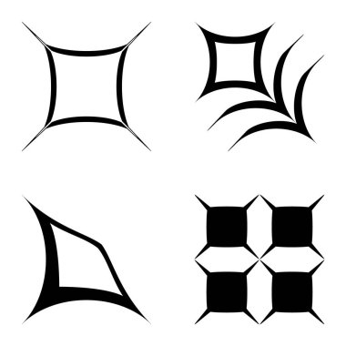 Kare _ star Düz Simge Seti Beyaz Arkaplanda İzole Edildi