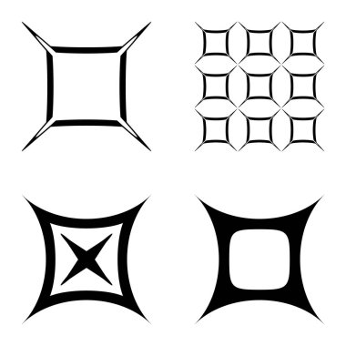 Kare _ star Düz Simge Seti Beyaz Arkaplanda İzole Edildi