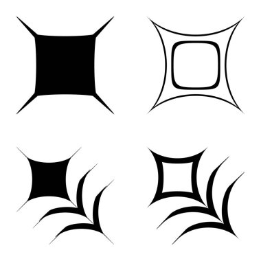 Kare _ star Düz Simge Seti Beyaz Arkaplanda İzole Edildi