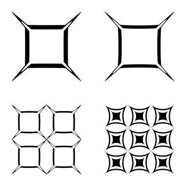 Kare _ star Düz Simge Seti Beyaz Arkaplanda İzole Edildi