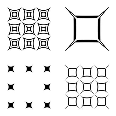 Kare _ star Düz Simge Seti Beyaz Arkaplanda İzole Edildi