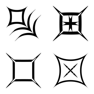 Kare _ star Düz Simge Seti Beyaz Arkaplanda İzole Edildi