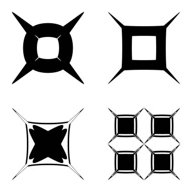 Kare _ star Düz Simge Seti Beyaz Arkaplanda İzole Edildi