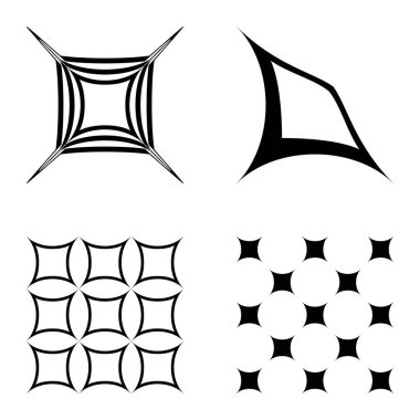 Kare _ star Düz Simge Seti Beyaz Arkaplanda İzole Edildi