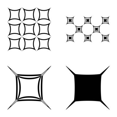 Kare _ star Düz Simge Seti Beyaz Arkaplanda İzole Edildi