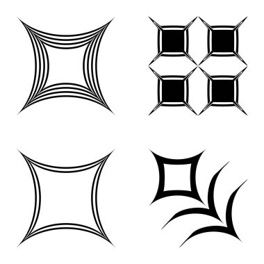 Kare _ star Düz Simge Seti Beyaz Arkaplanda İzole Edildi