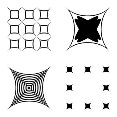 Kare _ star Düz Simge Seti Beyaz Arkaplanda İzole Edildi