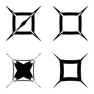 Kare _ star Düz Simge Seti Beyaz Arkaplanda İzole Edildi