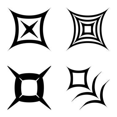 Kare _ star Düz Simge Seti Beyaz Arkaplanda İzole Edildi