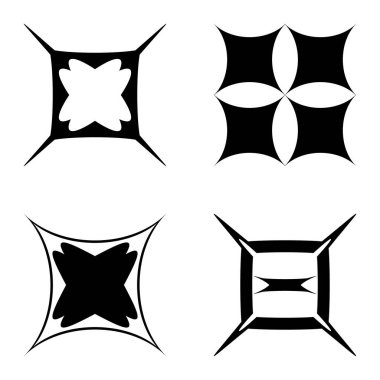 Kare _ star Düz Simge Seti Beyaz Arkaplanda İzole Edildi