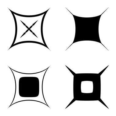 Kare _ star Düz Simge Seti Beyaz Arkaplanda İzole Edildi