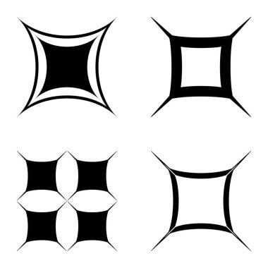 Kare _ star Düz Simge Seti Beyaz Arkaplanda İzole Edildi