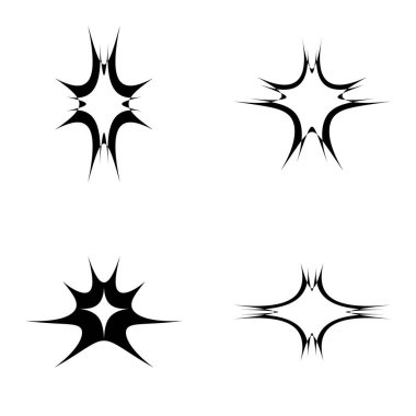 Yıldız patlaması Düz Simgesi Seti Beyaz Arkaplanda İzole Edildi