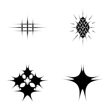 Yıldız patlaması Düz Simgesi Seti Beyaz Arkaplanda İzole Edildi