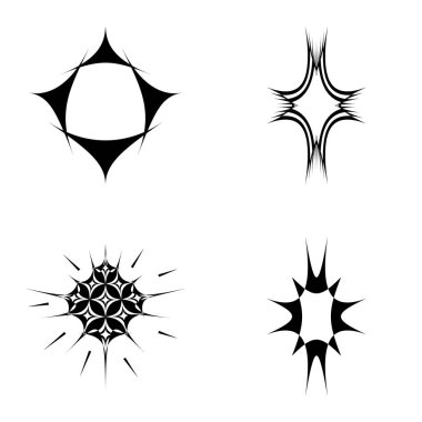 Yıldız patlaması Düz Simgesi Seti Beyaz Arkaplanda İzole Edildi