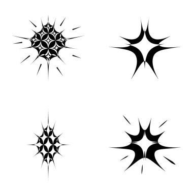 Yıldız patlaması Düz Simgesi Seti Beyaz Arkaplanda İzole Edildi