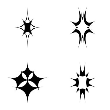 Yıldız patlaması Düz Simgesi Seti Beyaz Arkaplanda İzole Edildi