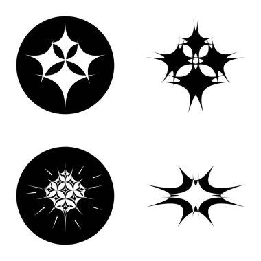 Yıldız patlaması Düz Simgesi Seti Beyaz Arkaplanda İzole Edildi