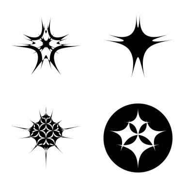 Yıldız patlaması Düz Simgesi Seti Beyaz Arkaplanda İzole Edildi