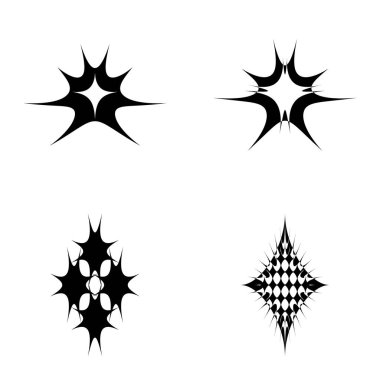 Yıldız patlaması Düz Simgesi Seti Beyaz Arkaplanda İzole Edildi