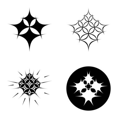 Yıldız patlaması Düz Simgesi Seti Beyaz Arkaplanda İzole Edildi