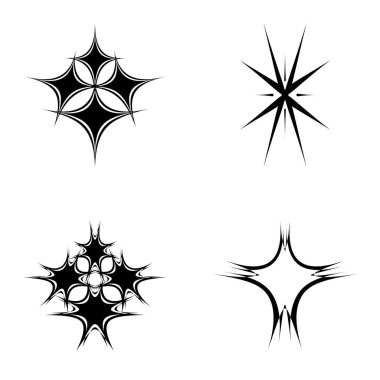 Yıldız patlaması Düz Simgesi Seti Beyaz Arkaplanda İzole Edildi