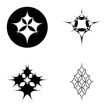 Yıldız patlaması Düz Simgesi Seti Beyaz Arkaplanda İzole Edildi